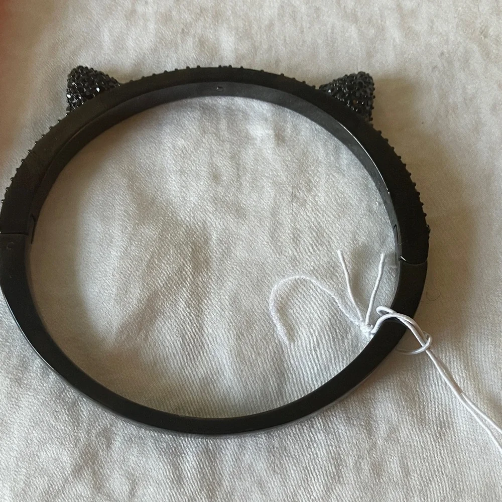 Kate Spade: Black Cat Ear “Jazz Things Up” Sparkle Bracelet- Clasp- Dust Bag - Picture 10 of 16
